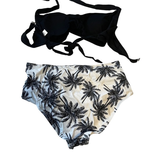 Women's Two Piece High Waisted, Black & White Bikini, Bathing Suit 2XL - Picture 1 of 4